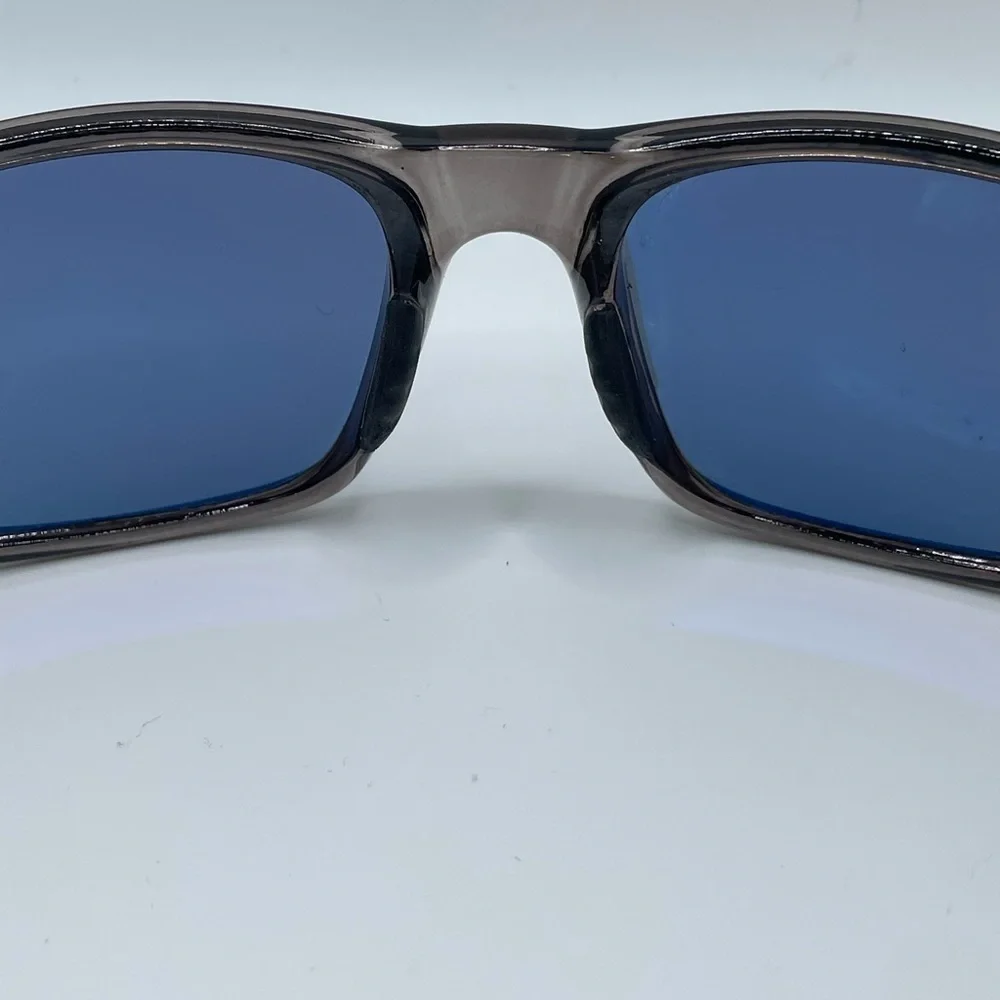 Translucent Gray Unisex Wrap-Around Sunglasses With Blue Lenses